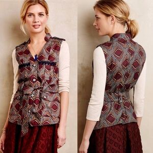 Anthropologie Belted Tapestry Vest
